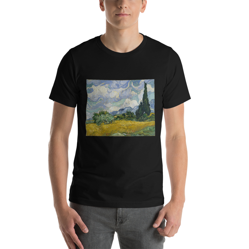 Wheat-Field-With-Cypresses-Cotton-Art-Tee-For-Men