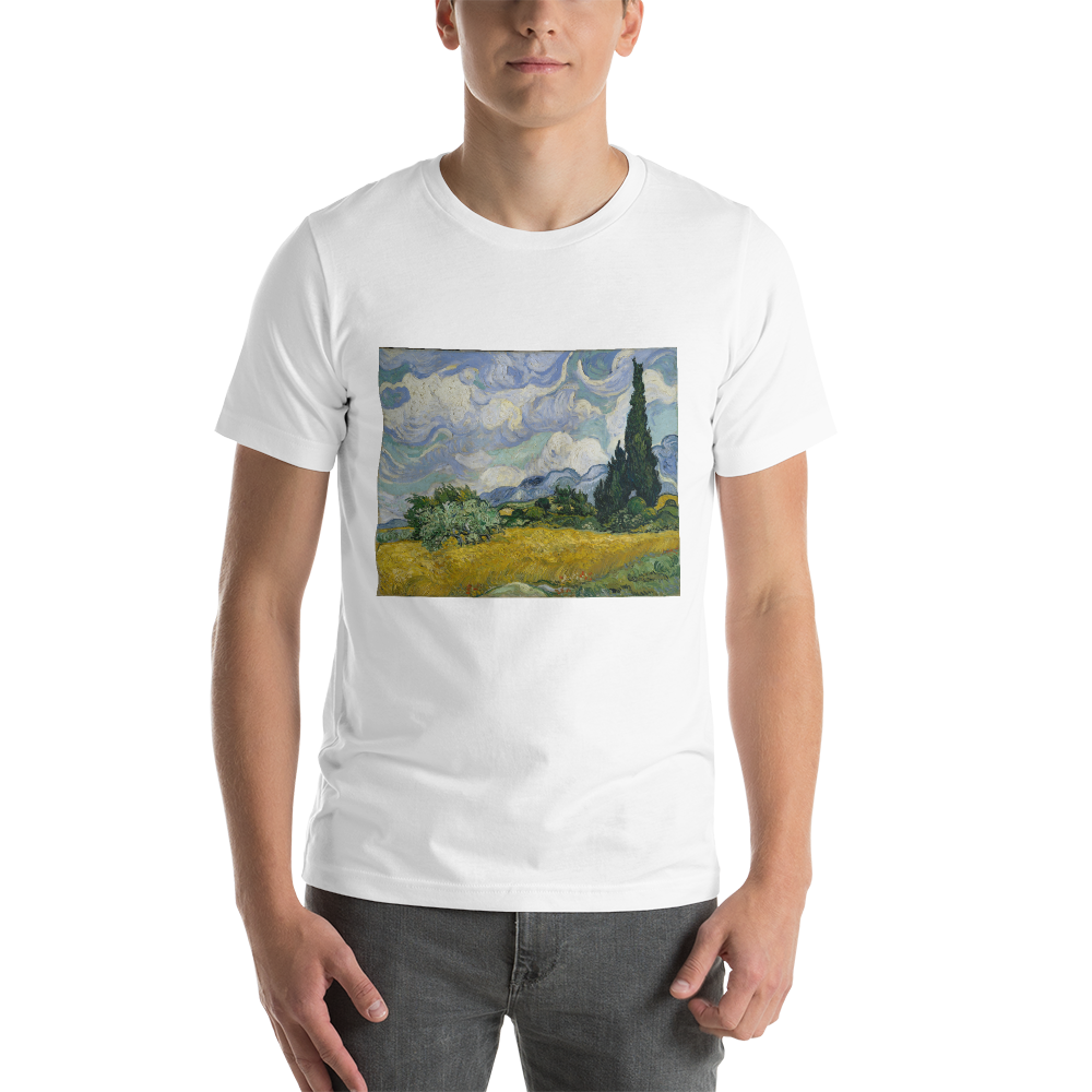 Wheat-Field-With-Cypresses-Cotton-Art-Tee-For-Men