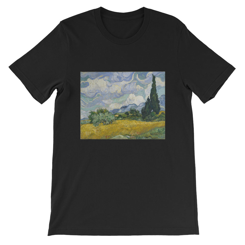 Wheat-Field-With-Cypresses-Cotton-Art-Tee-For-Men